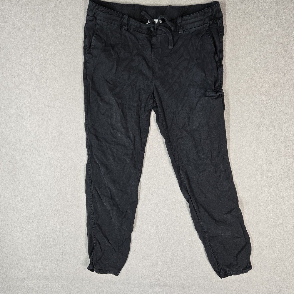 James Perse Women Pants 4 Black Jogger Utility Twill Relaxed 28" Inseam Stretch